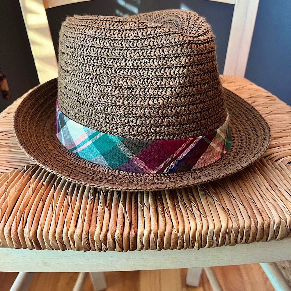 Polo by Ralph Lauren Brown Fedora Hat with Vibrant Multicolor Band (EUC)